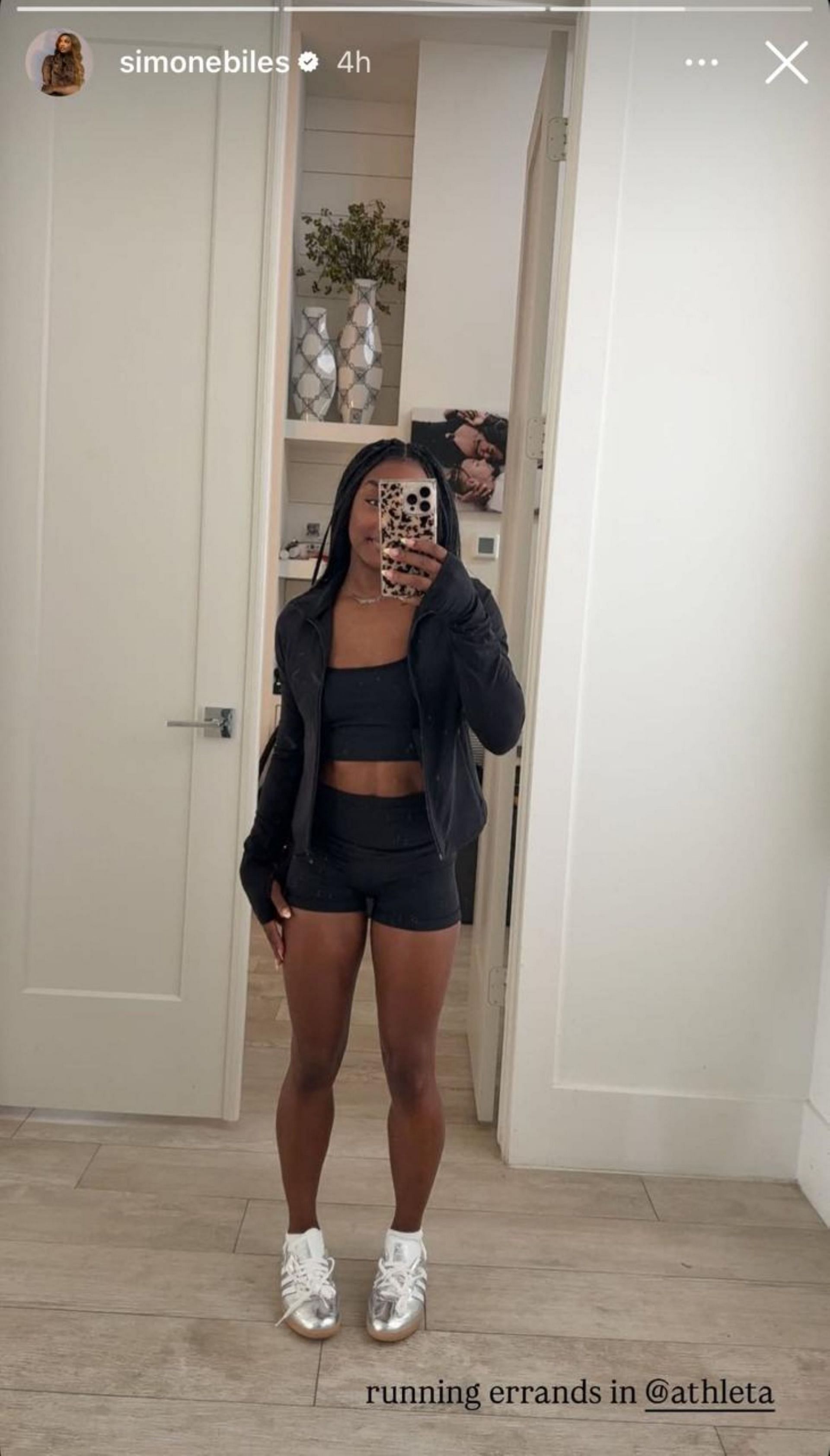 Biles sports Athleta fit for running errands; Instagram - @simonebiles